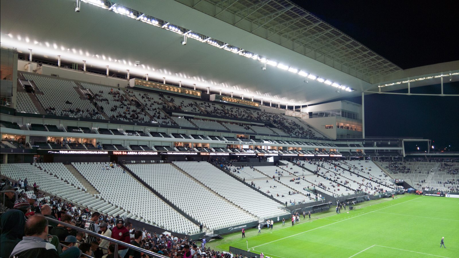 Night football under stadium lights
